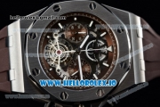 Audemars Piguet Royal Oak Offshore Tourbillon Chronograph Miyota Quartz Movement Steel Case Brown Dial With Stick Markers Brown Rubber Strap