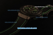 Hublot King Power F1 Swiss Valjoux 7750 Automatic CF Case with Skeleton Dial and Black Rubber Strap-Green Markers