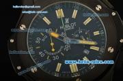 Hublot Big Bang Ayrton Senna Chronograph Miyota Quartz Movement PVD Case with Black Dial and Yellow Stick Markers