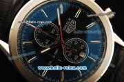 Tag Heuer SLR Chronograph Quartz Movement Steel Case with Black Dial and Black Leather Strap