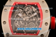 Richard Mille RM 055 Bubba Watson Tourbillon Manual Winding Steel Case with Skeleton Dial and Dot Markers - Red Inner Bezel