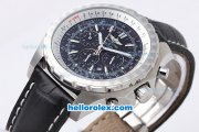Breitling for Bentley Motors Chronograph Automatic with Black Dial and White Graduated Bezel-Black Leather Strap