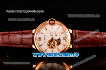 Cartier Ballon Bleu De 42MM Miyota 82S7 Automatic Rose Gold Case with White Dial Brown Leather Strap and Stick Markers