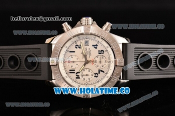 Breitling Avenger Seawolf Miyota Quartz Steel Case with White Dial Black Rubber Strap and Arabic Numeral Markers