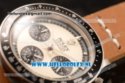 Rolex Daytona Vintage Chronograph OS20 Quartz Steel Case with White Dial and Brown Nylon Strap