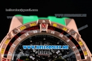 Richard Mille RM 60-01 Asia 2813 Automatic Rose Gold Case with Skeleton Dial and Green Rubber Strap Rose Gold Bezel (EF)
