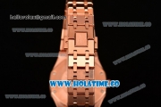 Audemars Piguet Royal Oak 33MM Miyota Quartz Rose Gold Case/Bracelet with Black Dial and Stick Markers (EF)