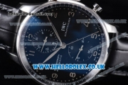 IWC Portuguese Chrono Swiss Valjoux 7750 Automatic Steel Case with Black Dial Arabic Number Markers and Black Leather Strap (ZF)