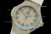 Hublot Big Bang Swiss Quartz Movement Steel Case with White Dial and White Rubber Strap