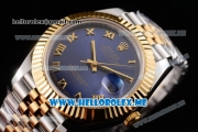 Rolex Datejust II Asia 2813 Automatic Two Tone Case/Bracelet with Dark Blue Dial and Roman Numeral Markers (BP)