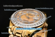 Rolex Day-Date Masterpieces Swiss ETA 2836 Automatic Yellow Gold Case with Diamonds Bezel and Yellow MOP Dial (BP)