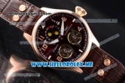 IWC Big Pilot Double Tourbillon Asia ST28 Automatic Rose Gold Case with Brown Dial and Brown Leather Strap Stick/Arabic Numeral Markers
