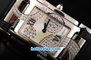 Patek Philippe Twenty-4 Swiss Quartz Movement Steel Case with White MOP Dial and Black Leather Strap