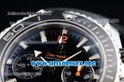 Omega Seamaster Planet Ocean Chrono Clone Omega 9300 Automatic Steel Case with Black Dial and Rubber Strap (EF)