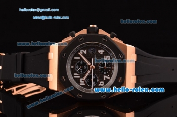 Audemars Piguer Royal Oak Offshore Chronograph Swiss Valjoux 7750 Automatic Rose Gold Case with Numeral Markers Black Dial and PVD Bezel -Super LumiNova