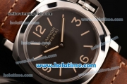 Panerai Luminor Base PAM00390 Swiss ETA 6497 Manual Winding Stainless Steel Case with Brown Leather Bracelet and Yellow Stick/Numeral Markers -1:1