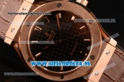 Hublot Classic Fusion 9015 Auto Rose Gold Case with Black Dial and Brown Leather Strap