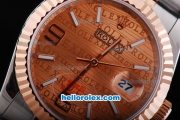 Rolex Datejust Automatic with Rose Gold Bezel and Dial-Small Calendar and Two Tone Strap