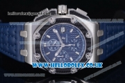 Audemars Piguet Royal Oak Offshore Juan Pablo Montoya Chronograph Swiss Valjoux 7750 Automatic Steel Case with Blue Dial Stick Markers and Blue Lether Strap - 1:1 (J12)