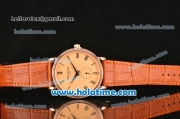 Patek Philippe Calatrava Miyota Quartz Rose Gold Case with Roman Numeral Markers and Champagne Dial