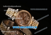 Rolex Datejust 37mm Swiss ETA 2836 Automatic Two Tone with Sliver Dial and Diamods Markers Diamonds Bezel