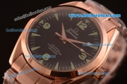Omega Railmaster Asia 2813 Automatic Full Rose Gold Case with Black Dial and Green Markers-ETA Coating