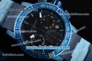 Ulysse Nardin Marine Diver Chrono Miyota OS20 Quartz Blue PVD Case with Black Dial Blue Stick Markers and Blue Rubber Bracelet