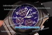 Hublot MDM Chrono Miyota OS20 Quartz PVD Case with Black Rubber Strap Numeral Markers and Purple Dial