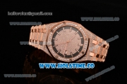 Audemars Piguet Royal Oak 41MM Asia 2813 Automatic Rose Gold/Diamonds Case with Stick Markers Black Inner Bezel and Diamonds Dial (EF)