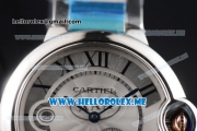 Cartier Ballon Bleu De Large Asia 2813 Automatic Two Tone Case/Bracelet with Silver Dial and Roman Numeral Markers