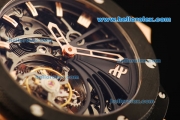 Hublot Big Bang Skeleton Swiss Tourbillon Manual Winding Movement Rose Gold Case with Black Rubber Strap