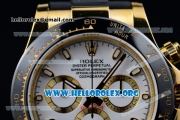 Rolex Daytona Chrono Clone Rolex 4130 Automatic Yellow Gold Case with White Dial Ceramic Bezel and Black Rubber Strap (EF)