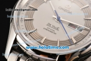 Omega De Ville Hour Vision Co-Axial Annual Calendar Clone 8500 Automatic Full Steel with Stick Markers and White Dial - 1:1 Original