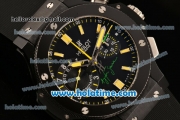 Hublot Big Bang Ayrton Senna Limited Edition Swiss Valjoux 7750 Automatic Movement Full Ceramic Case with Black Dial and Yellow Markers