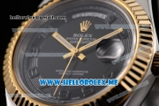 Rolex Day-Date II Asia Automatic Two Tone Case/Bracelet with Black Dial and Arabic Numeral Markers