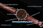 Patek Philippe Calatrava Miyota Quartz Steel Case with Silver Stick Markers and Brown Dial