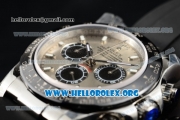 Rolex Daytona Chrono Clone Rolex 4130 Automatic Steel Case with Grey Dial Ceramic Bezel and Black Rubber Strap Black Subdials(EF)