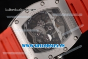 Richard Mille RM053 Asia Automatic Steel Case with Skeleton Dial and Red Rubber Strap
