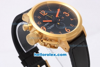 U-BOAT Italo Fontana Working Chronograph Quartz Movement Gold Case with Black Dial-Orange Number Marking