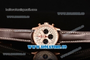 Breitling Navitimer 01 Chrono Swiss Valjoux 7750 Automatic Rose Gold Case with White Dial Brown Leather Strap and Stick Markers - 1:1 Original (JF)