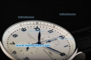 IWC Portuguese Chronograph Quartz Movement Steel Case with White Dial and Blue Hands