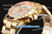 Rolex Daytona Chrono Swiss Valjoux 7750 Automatic Full Yellow Gold with Pink MOP Dial and Roman Numeral Markers