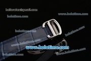 Cartier Rotonde De Asia ST25 Automatic Steel Case with Blue Leather Bracelet and Diamond Dial/Bezel