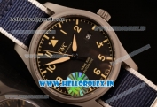 IWC Pilot's Watch Mark XVIII Miyota 9015 Automatic Steel Case Black Dial With Arabic Numeral Markers Brown Nylon Strap