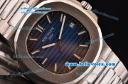 Patek Philippe Nautilus Swiss ETA 2824 Automatic Steel Case with Blue Dial and Stick Markers