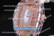 Richard Mille RM 07-02 Miyota 9015 Automatic Pink Sapphire Case with Blue MOP Dial and White Rubber Strap