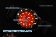 Rolex Submariner Automatic Movement PVD Case with Red Dial - Yellow Markers and Black Nylon Strap