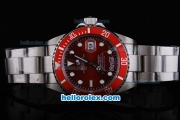 Rolex Submariner Oyster Perpetual Date Automatic with Red Bezel,Red Brown Dial and White Round Bead Marking-Small Calendar