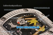 Richard Mille RM026-01 Miyota 6T51 Automatic Diamonds/Steel Case with Diamonds Panda Dial and Black Rubber Strap