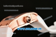 Richard Mille RM007 Miyota 6T51 Automatic Rose Gold Case with Diamonds Dial and White Rubber Strap